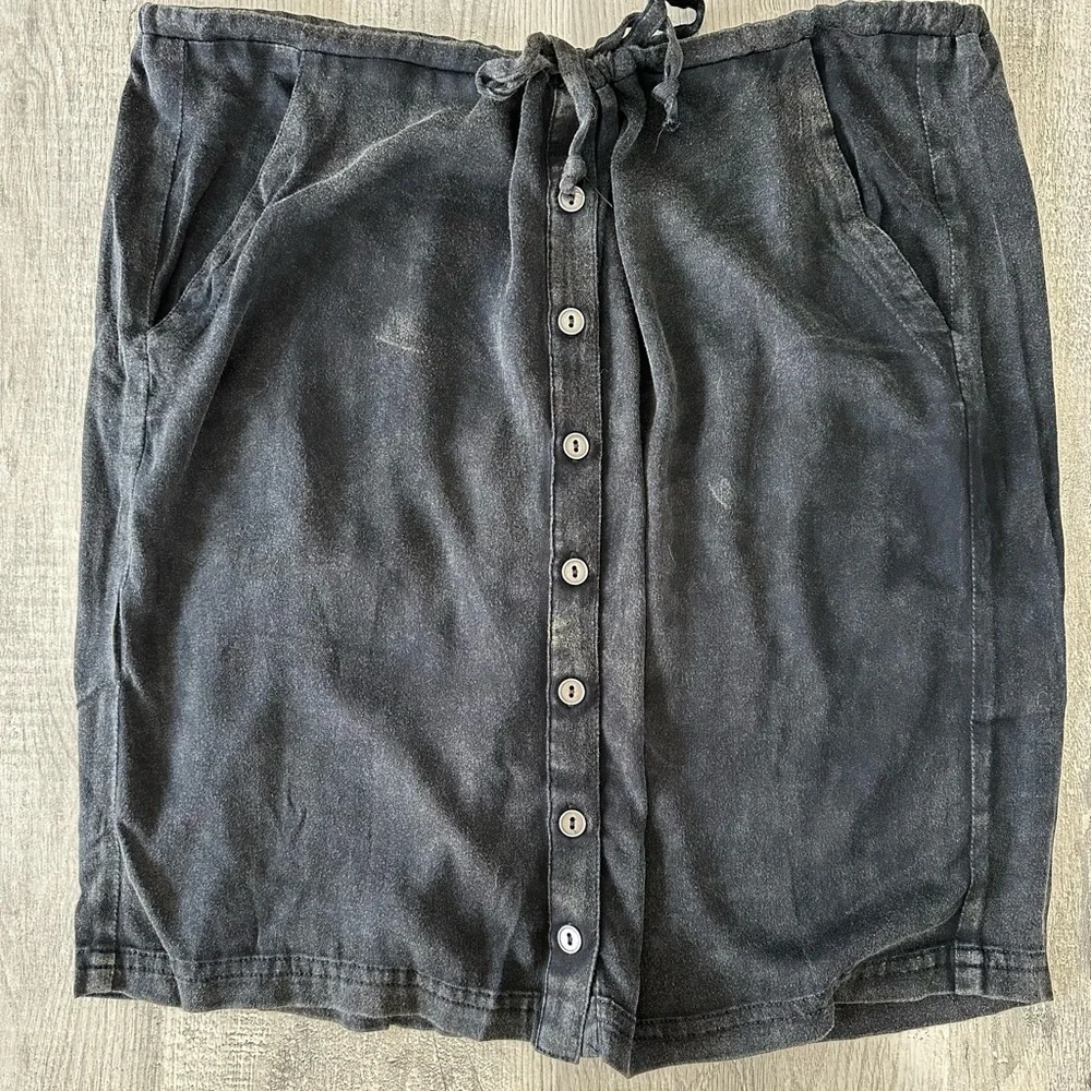 NEW Chaser distressed black skirt with drawstring waist, soft, size medium - Picture 2 of 5